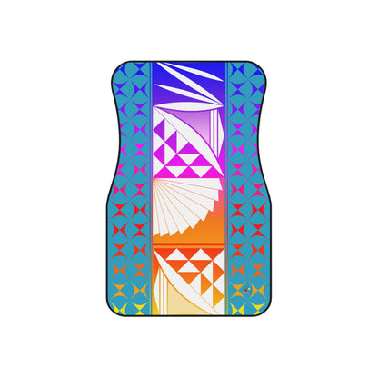 Rainbow Sunrise on Turquoise Car Mats (Set of 4)