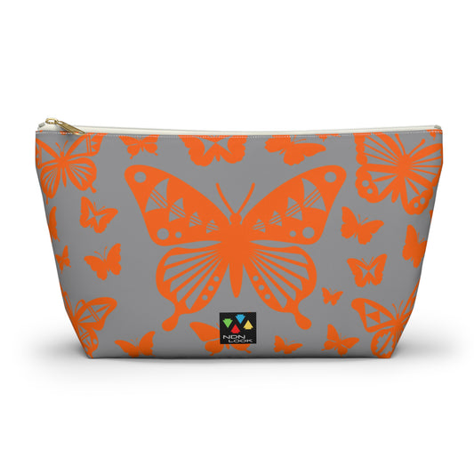 Orange Butterflies on Gray Pouch w T-bottom