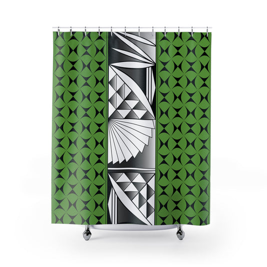 Green Chrome Native Sunrise Shower Curtains