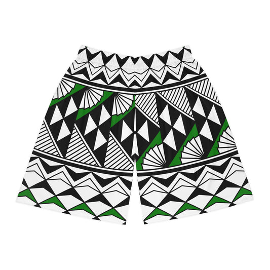 Sun and Rain in Green Basketball Shorts