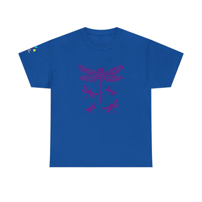 Native Dragonfly in Purple Gildan Unisex Tee
