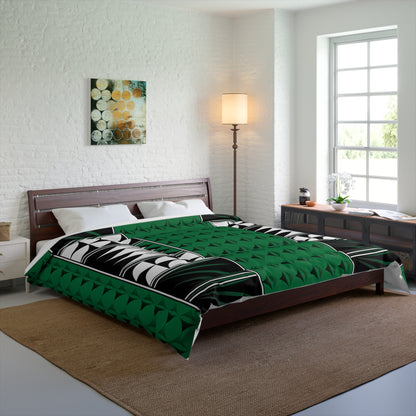 Southwest Feather Blessing on Forest Green Comforter