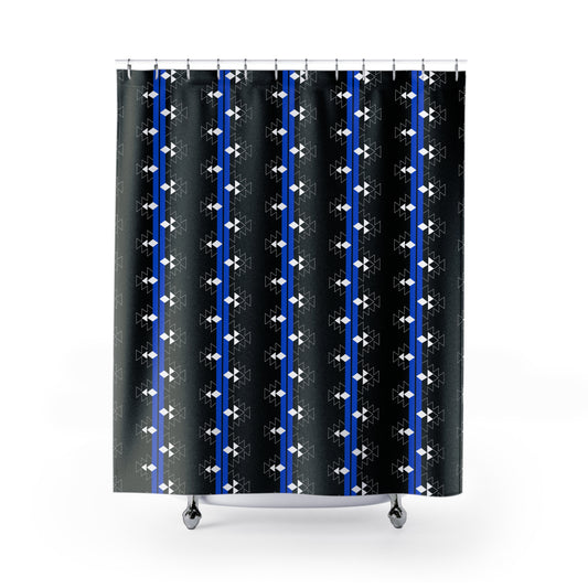 Blue Native Woven Stories Shower Curtains