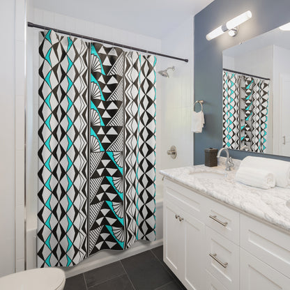 Turquoise Sun and Rain Shower Curtains