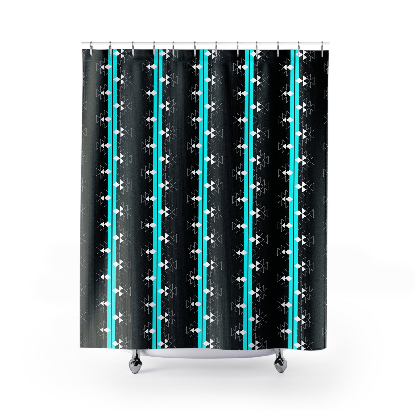 Turquoise Native Woven Stories Shower Curtains