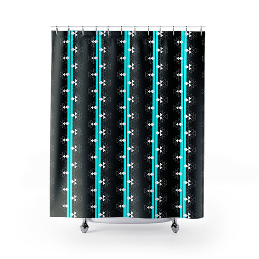 Turquoise Native Woven Stories Shower Curtains
