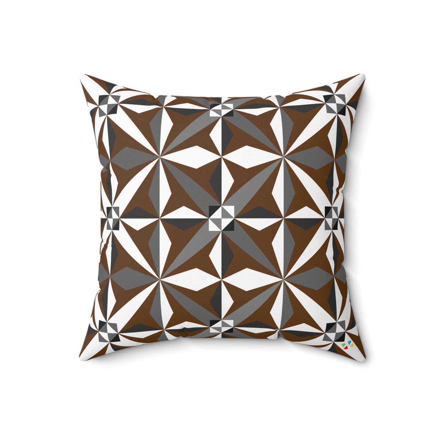 Brown Native Morning Star Spun Polyester Square Pillow