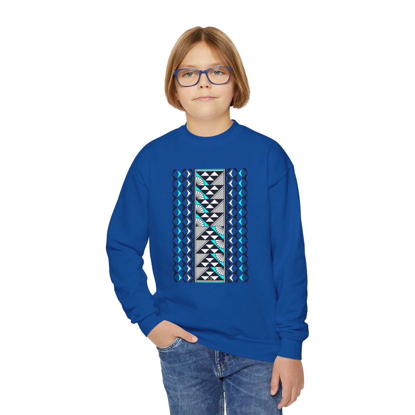 Rain and Sun in Turquoise Youth Crewneck Sweatshirt
