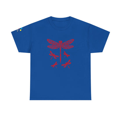 Native Dragonfly in Red Gildan Unisex Tee