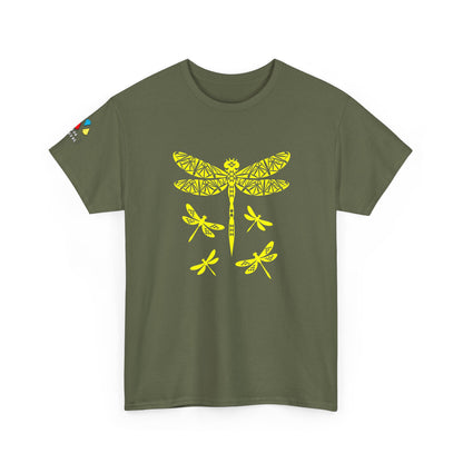 Native Dragonfly in Yellow Gildan Unisex Tee