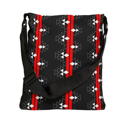 Native Stories in Red/Black Adjustable Tote Bag
