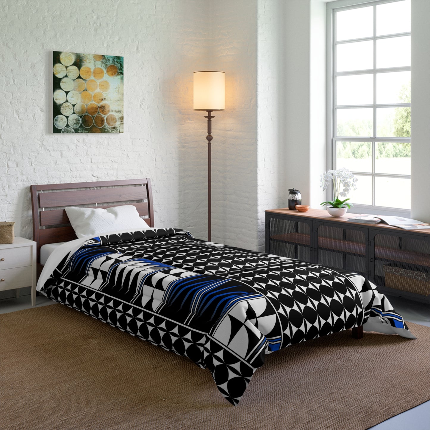 Southwest Feather Blessing in Blue Comforter