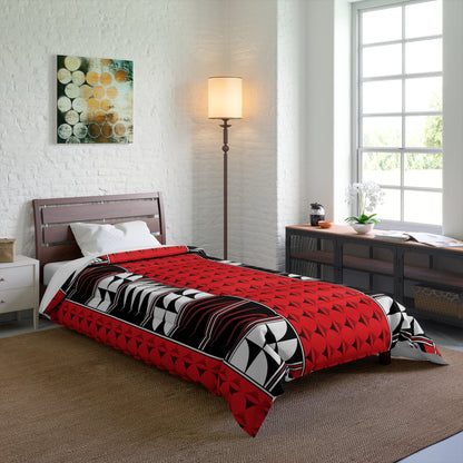 Southwest Feather Blessing on Red Comforter
