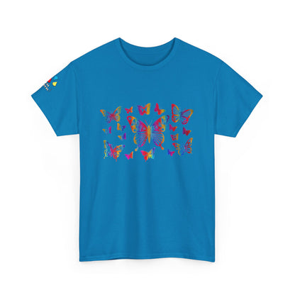 Metallic Rainbow Rain Butterflies Gildan Unisex Tee