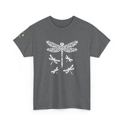 Native Dragonfly in White Gildan Unisex Tee