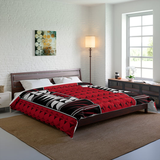 Southwest Feather Blessing on Dark Red Comforter