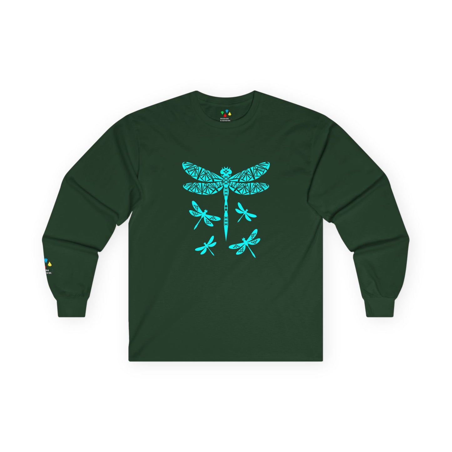 Native Dragonfly in Turquoise Unisex Long Sleeve Tee