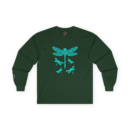 Native Dragonfly in Turquoise Unisex Long Sleeve Tee