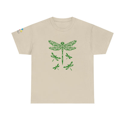 Native Dragonfly in Green Gildan Unisex Tee