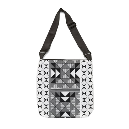 Gray Native Sacred Mountains Adjustable Tote Bag