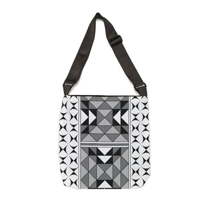 Gray Native Sacred Mountains Adjustable Tote Bag