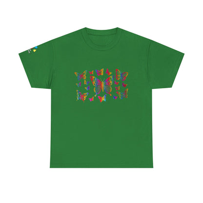 Metallic Rainbow Rain Butterflies Gildan Unisex Tee