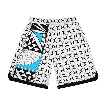 Southwest Sunrise in Turquoise Basketball Rib Shorts