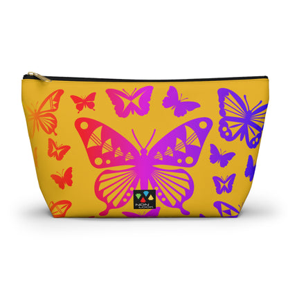Rainbow Butterflies on Yellow Pouch w T-bottom