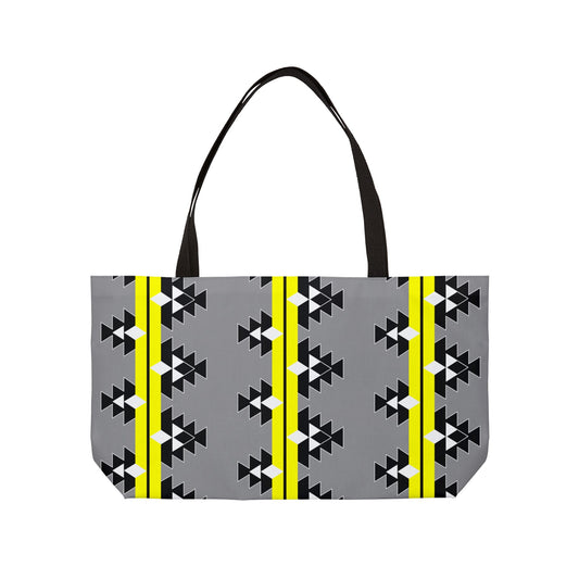 Native Woven Stories in Yellow Weekender Tote Bag