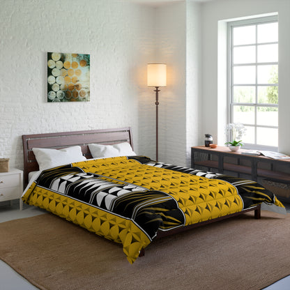 Southwest Feather Blessing on Yellow Comforter