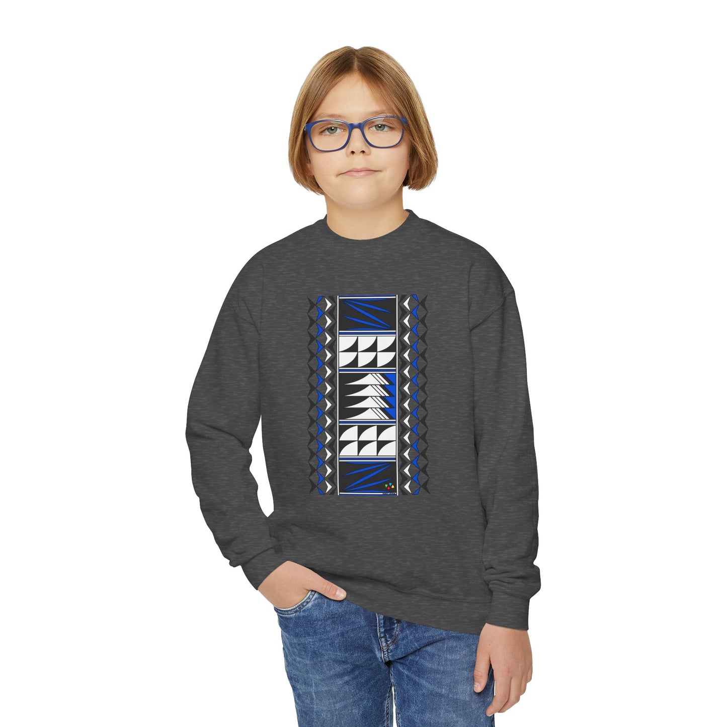 Feather Blessings in Blue Youth Crewneck Sweatshirt