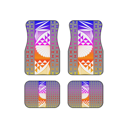 Rainbow Sunrise on Gray Car Mats (Set of 4)