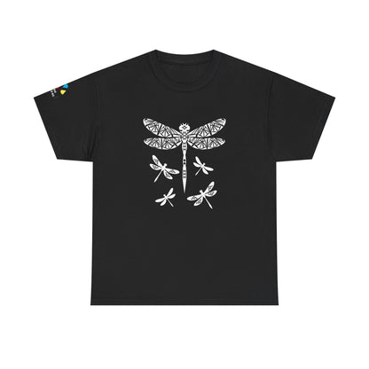 Native Dragonfly in White Gildan Unisex Tee