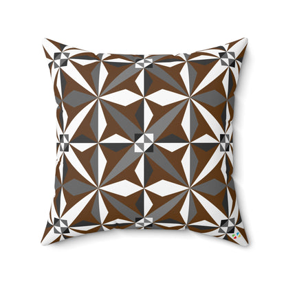 Brown Native Morning Star Spun Polyester Square Pillow