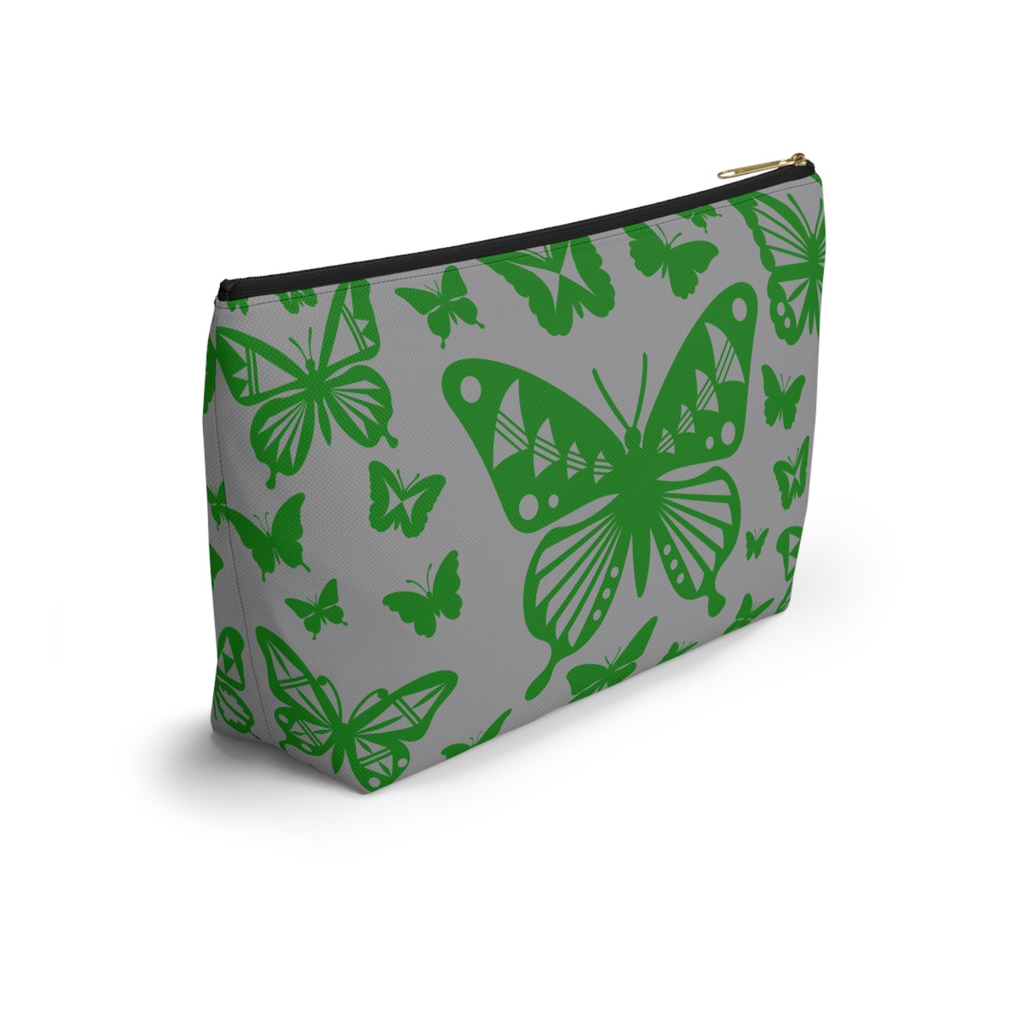 Green Butterflies on Gray Pouch w T-bottom
