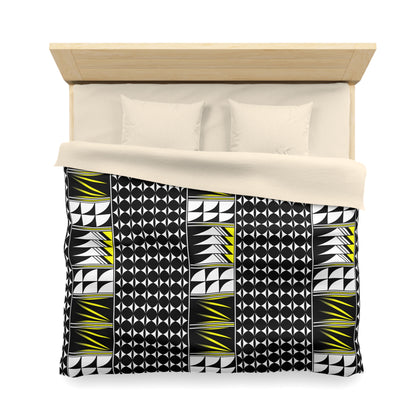 Blessed Feathers in Yellow Microfiber Duvet Cover