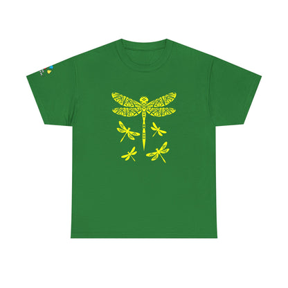 Native Dragonfly in Yellow Gildan Unisex Tee