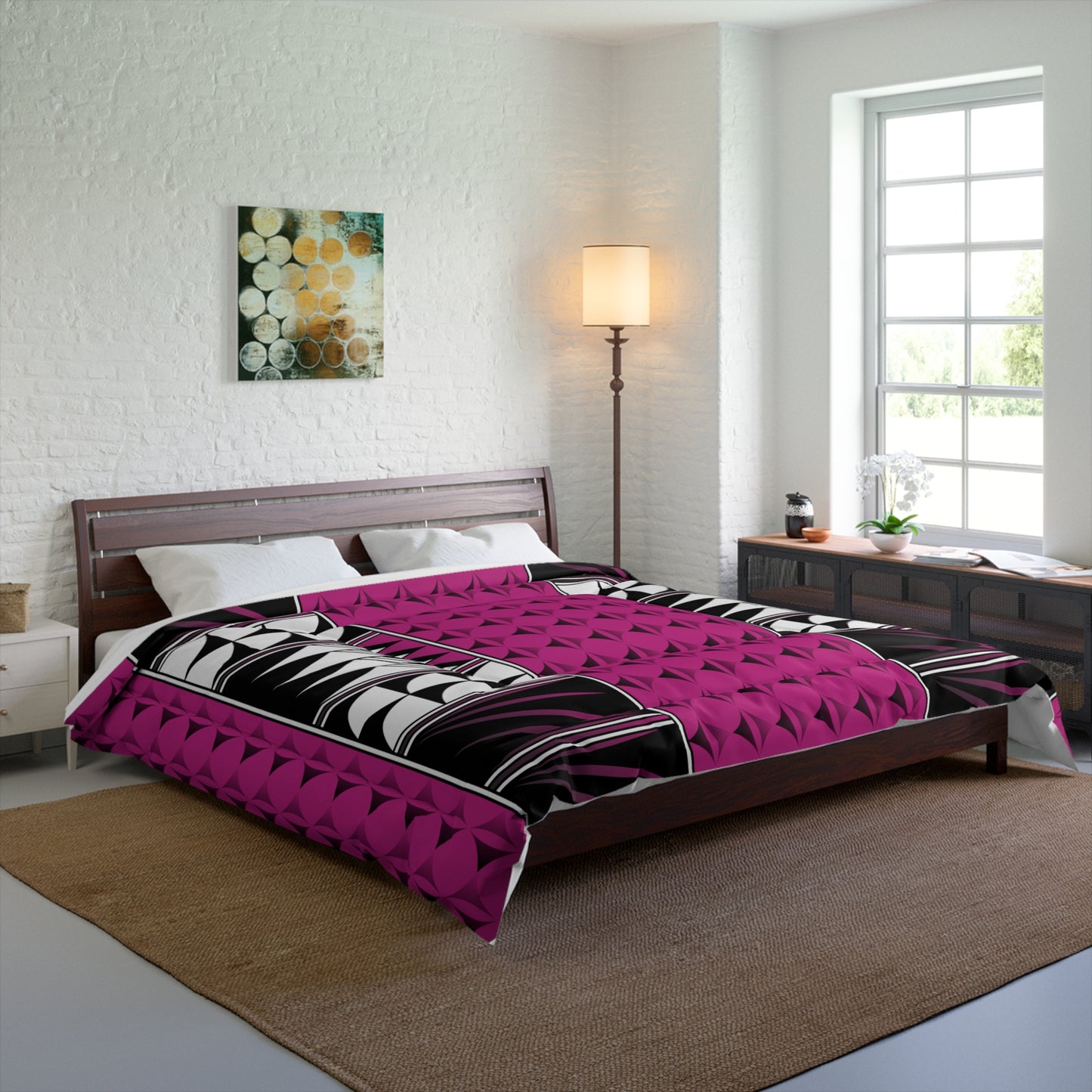 Southwest Feather Blessing on Pink Comforter