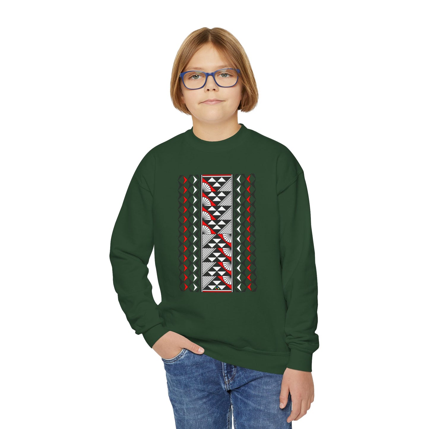 Rain and Sun in Red Youth Crewneck Sweatshirt