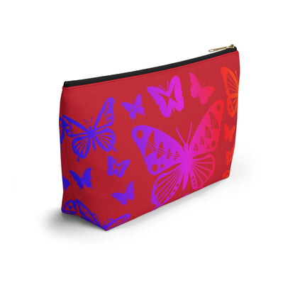 Rainbow Butterflies on Red Pouch w T-bottom