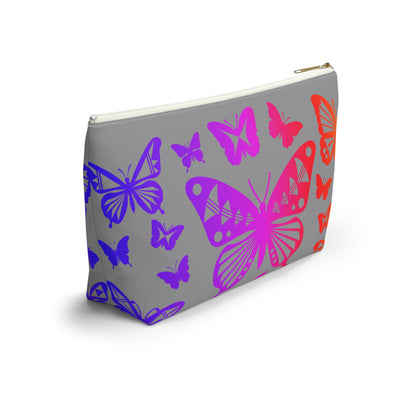 Rainbow Butterflies on Gray Pouch w T-bottom
