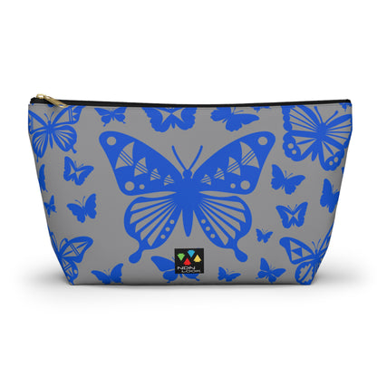 Blue Butterflies on Gray Pouch w T-bottom
