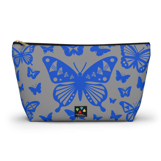 Blue Butterflies on Gray Pouch w T-bottom