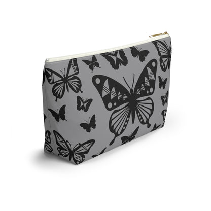 Black Butterflies on Gray Pouch w T-bottom
