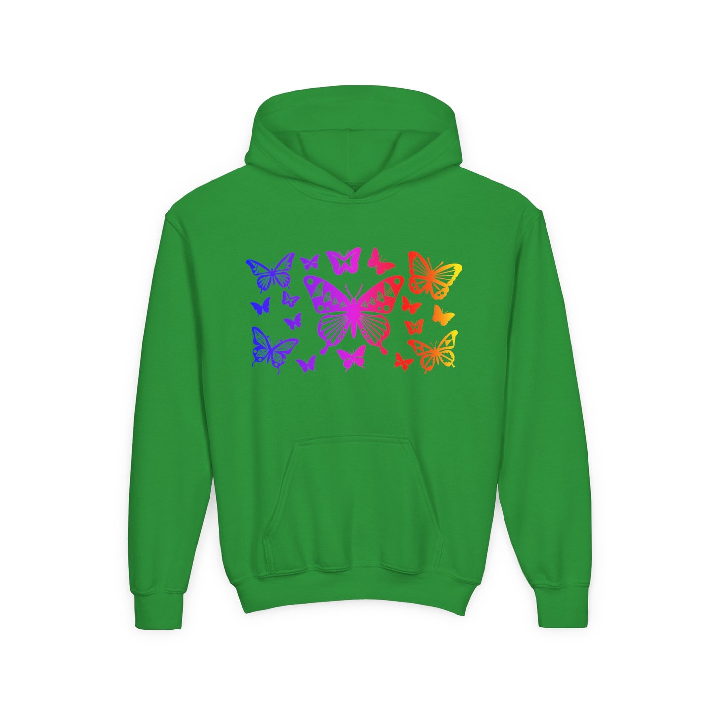 Rainbow Butterflies Youth Heavy Blend Hooded Sweatshirt