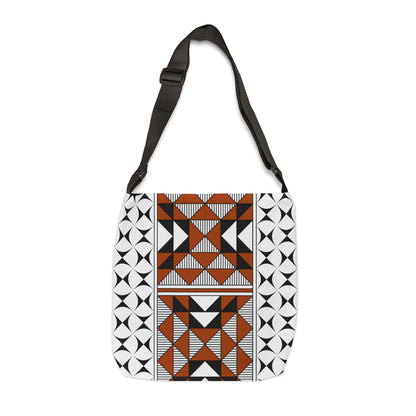 Brown Native Sacred Mountains Adjustable Tote Bag