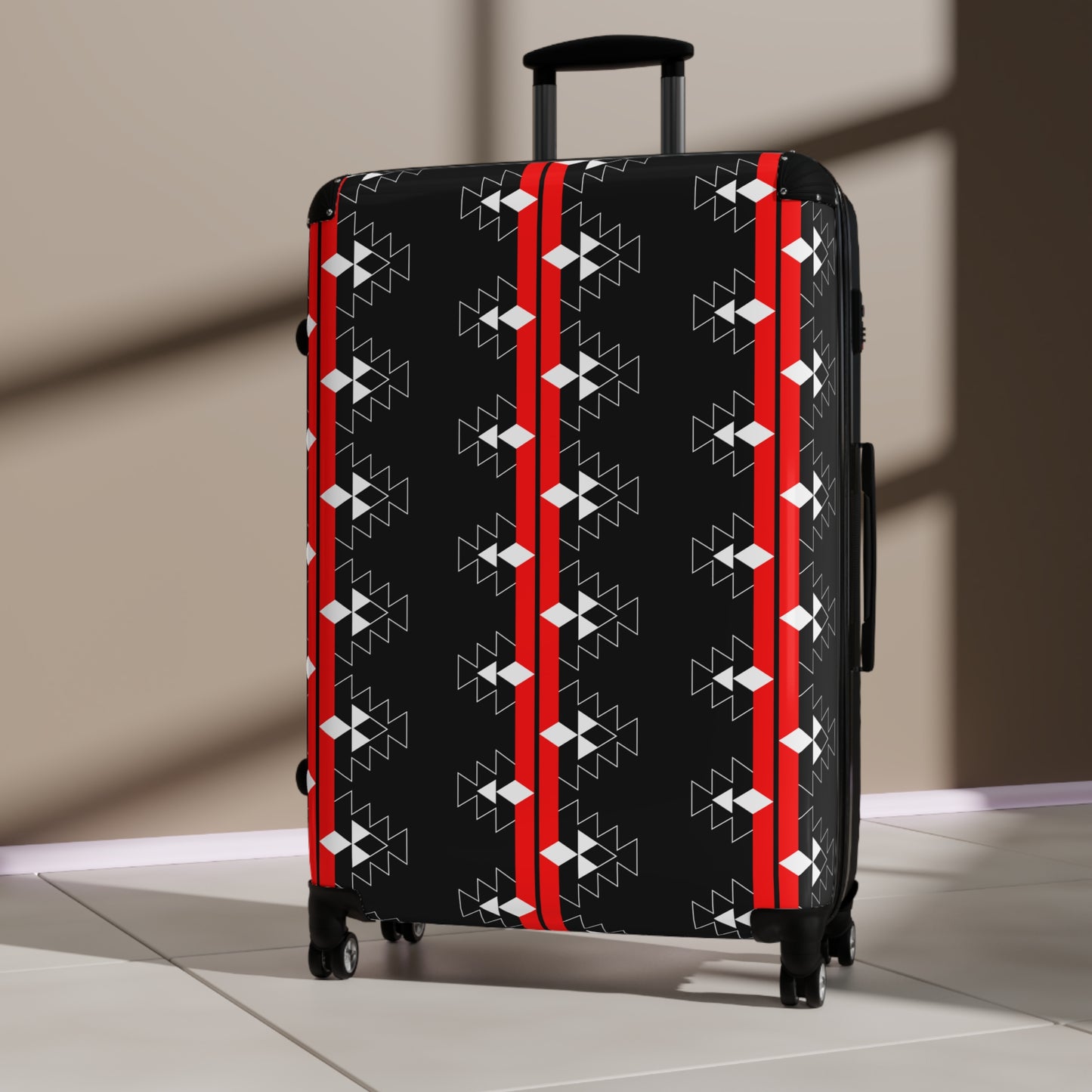 Red Native Woven Stories Suitcases