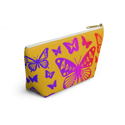 Rainbow Butterflies on Yellow Pouch w T-bottom