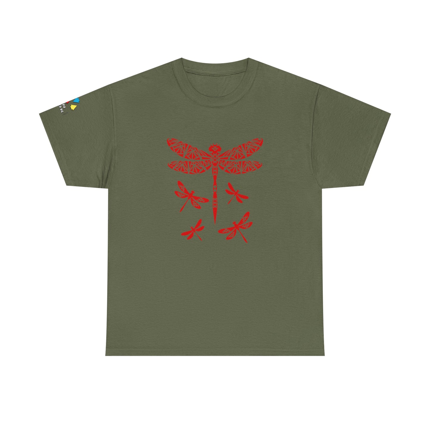 Native Dragonfly in Red Gildan Unisex Tee