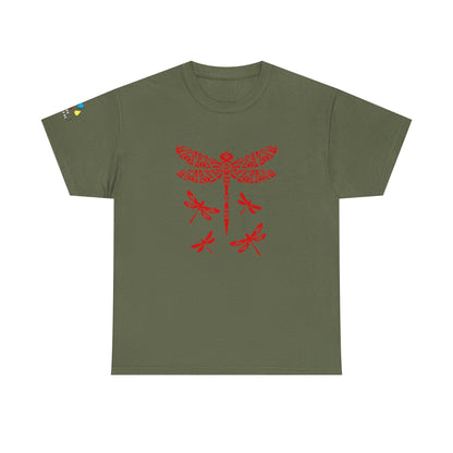 Native Dragonfly in Red Gildan Unisex Tee